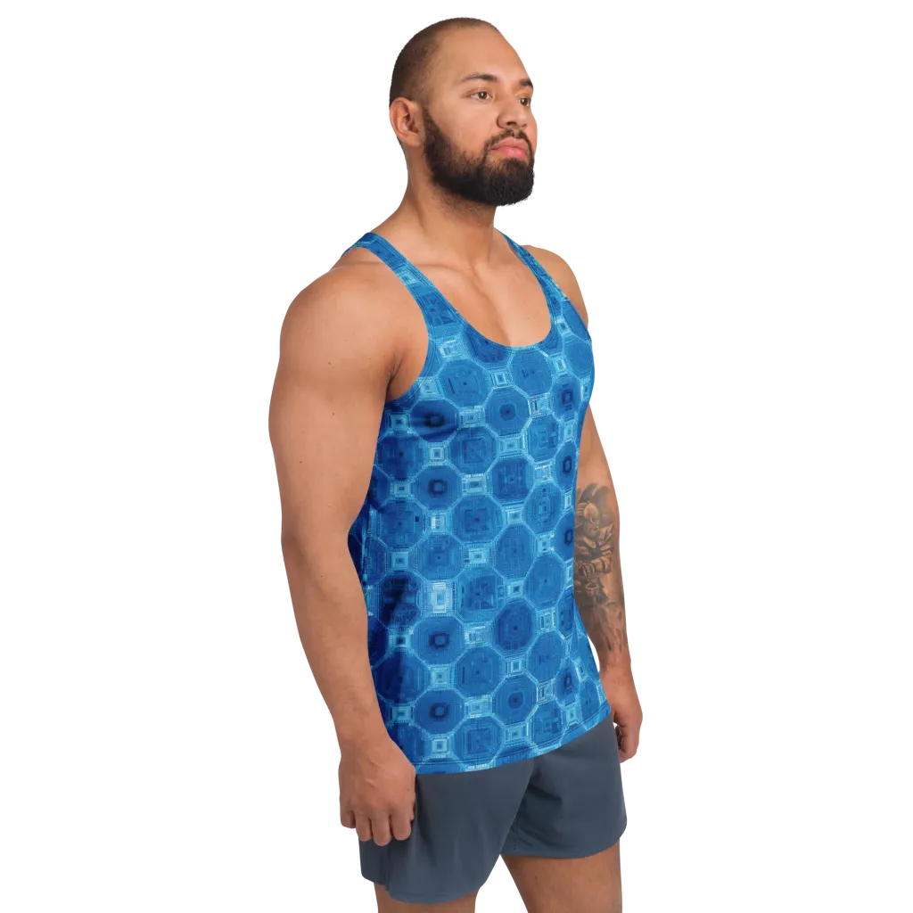Cobalt Circuit on Men's Tank Top — Right Front