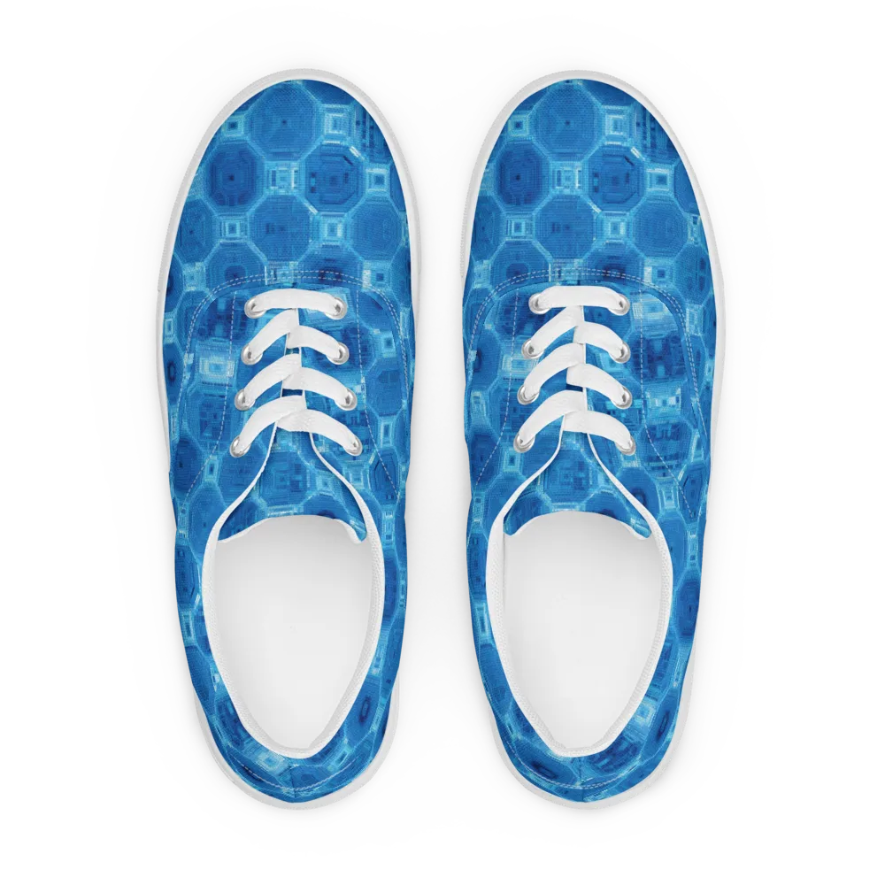 Cobalt Circuit on Men's Lace-Up Canvas Shoes — Front