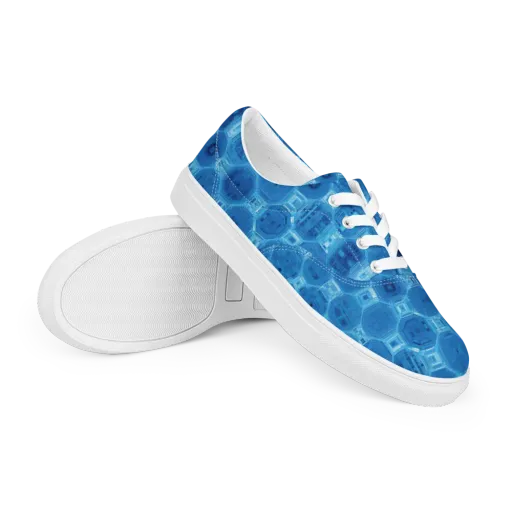 Cobalt Circuit on a Men's Lace-Up Canvas Shoes