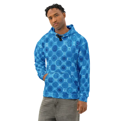 Cobalt Circuit on a Cotton Hoodie