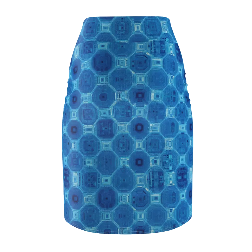 Cobalt Circuit on Pencil Skirt — Back