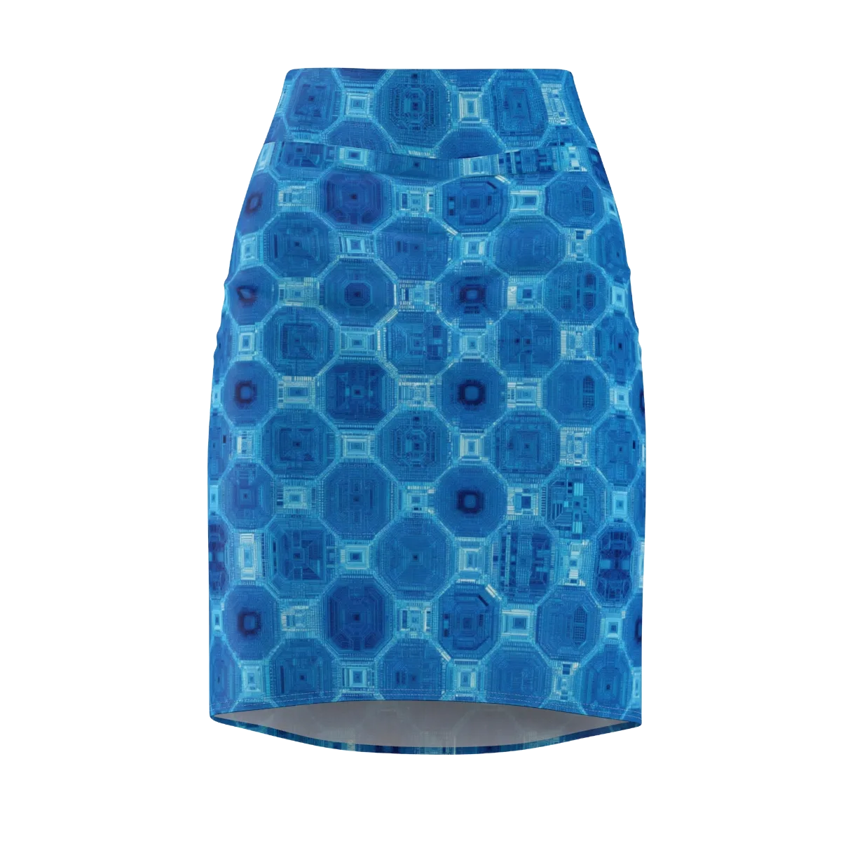 Cobalt Circuit on Pencil Skirt — Front