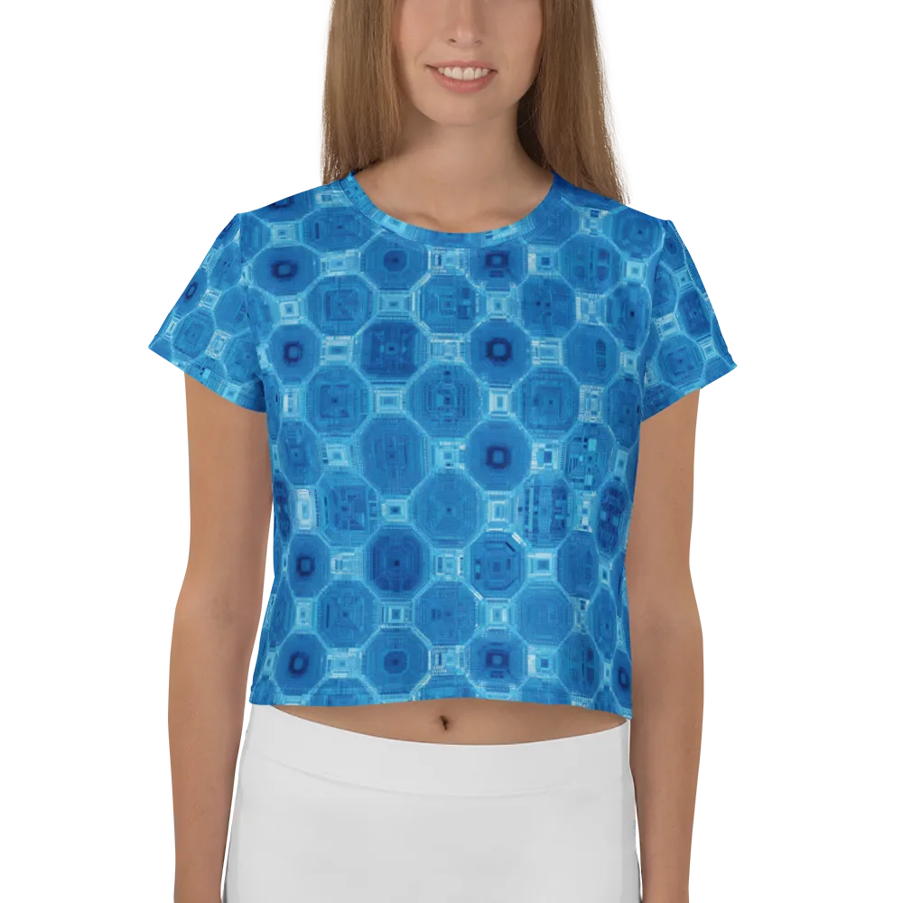 Cobalt Circuit on Crop Tee — Front