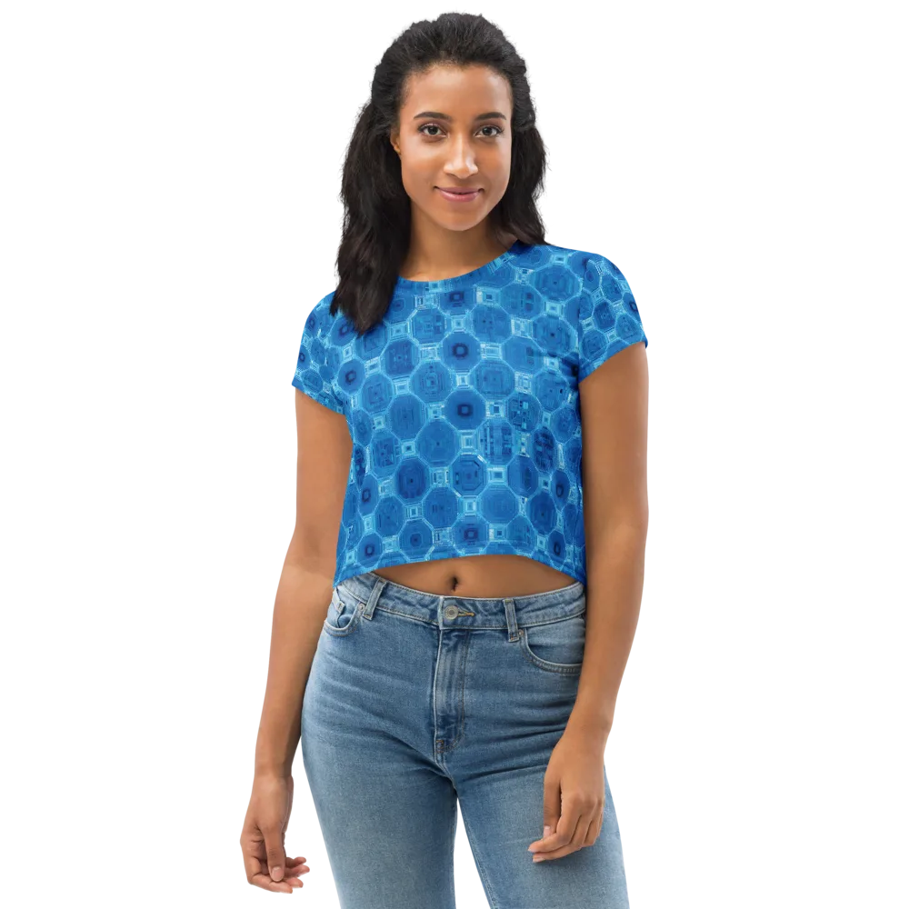 Cobalt Circuit on Crop Tee — Front
