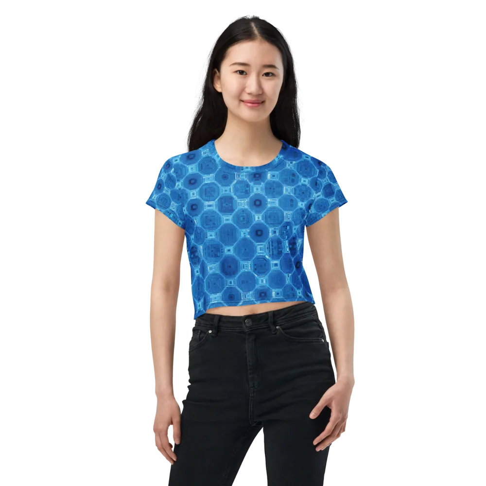 Cobalt Circuit on Crop Tee — Front