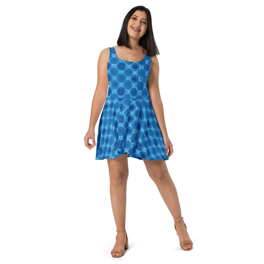 Cobalt Circuit on Skater Dress — Front
