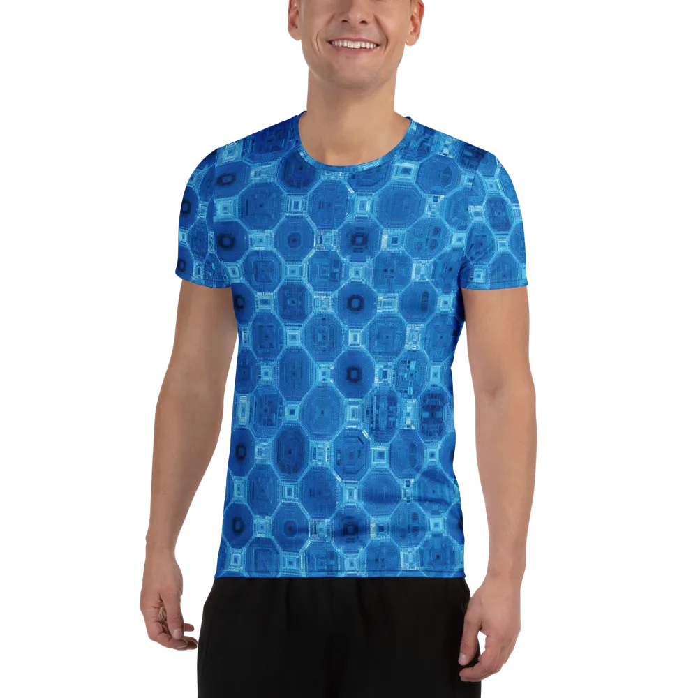 Cobalt Circuit on Men's Athletic T-Shirt — Front