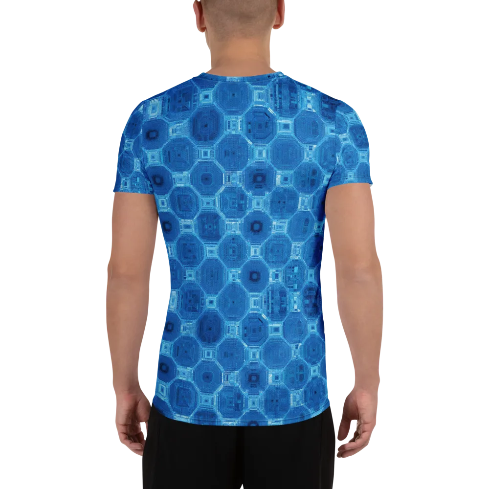 Cobalt Circuit on Men's Athletic T-Shirt — Back