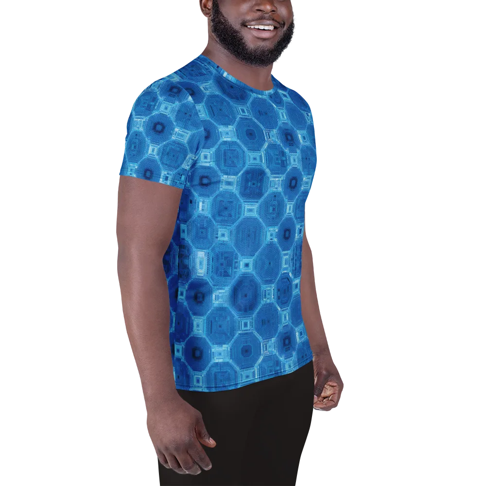 Cobalt Circuit on Men's Athletic T-Shirt — Right
