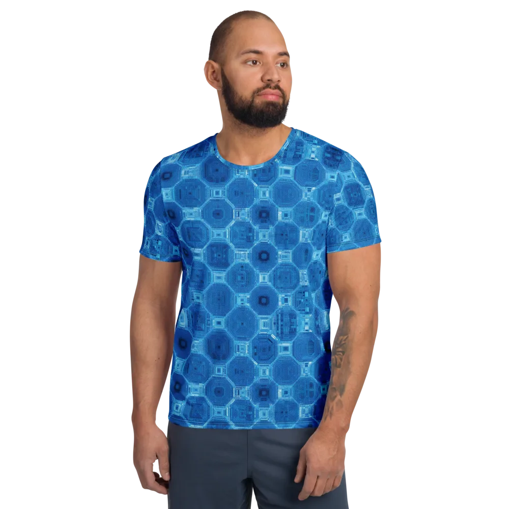 Cobalt Circuit on Men's Athletic T-Shirt — Front