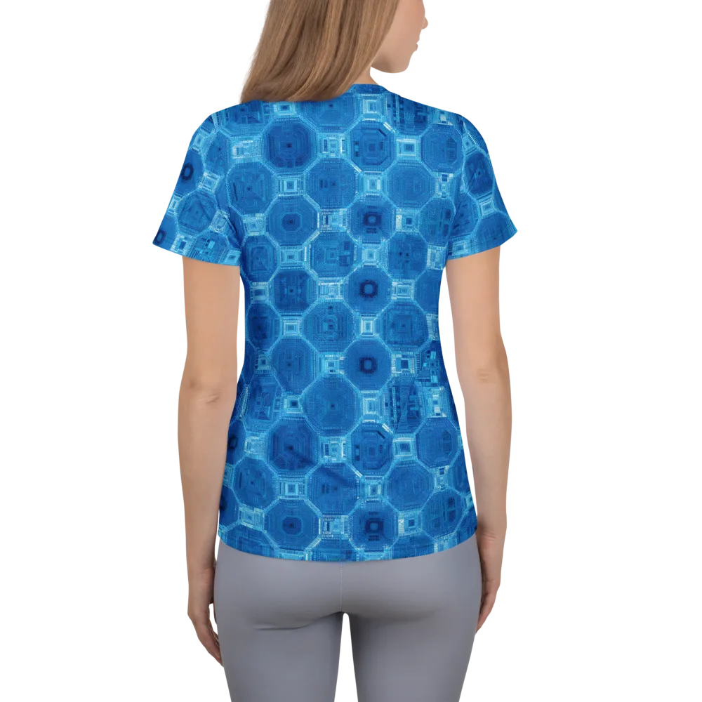 Cobalt Circuit on Women's Athletic T-Shirt — Back