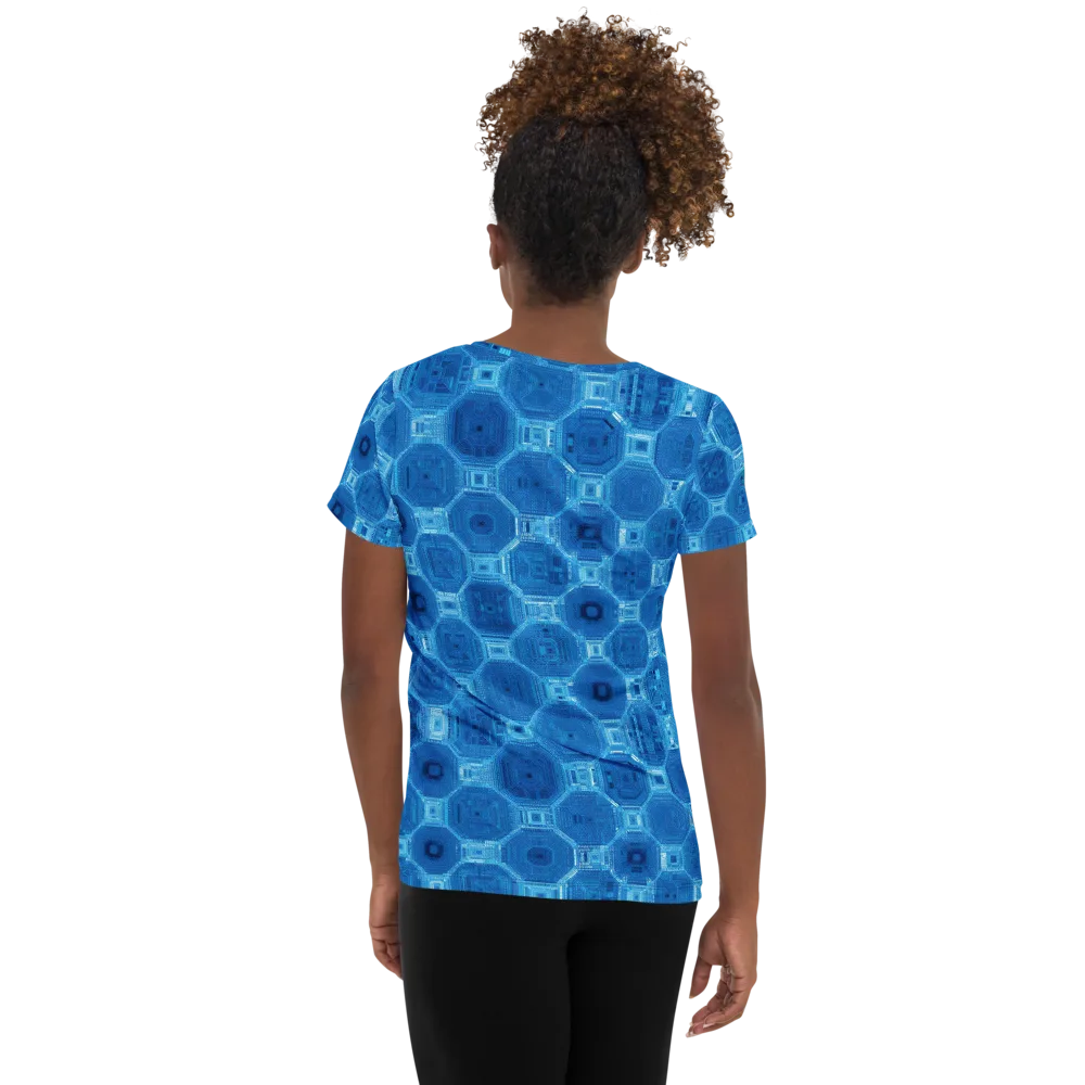 Cobalt Circuit on Women's Athletic T-Shirt — Back