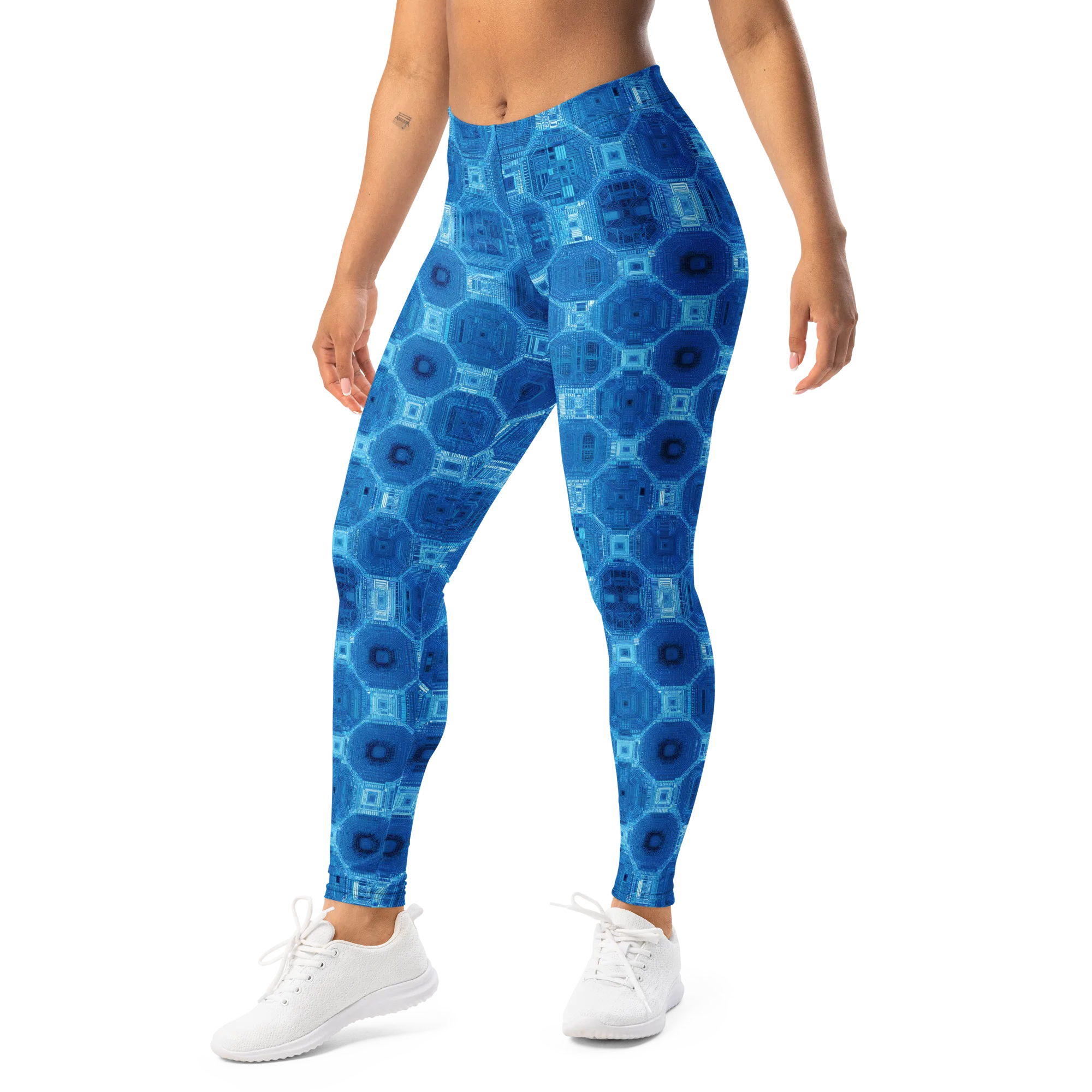 Cobalt Circuit on Leggings — Left Front