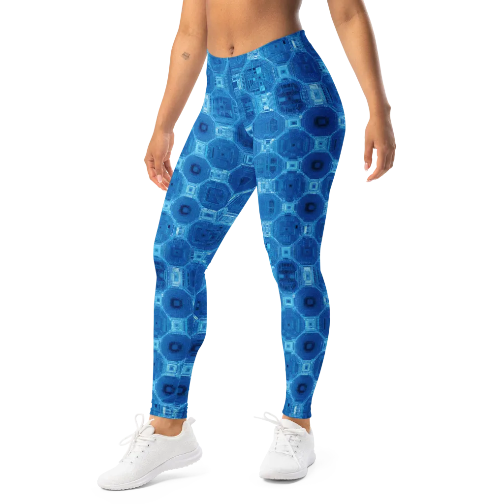 Cobalt Circuit on Leggings — Left Front