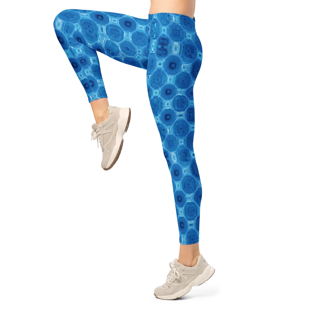 Cobalt Circuit on Leggings — Left