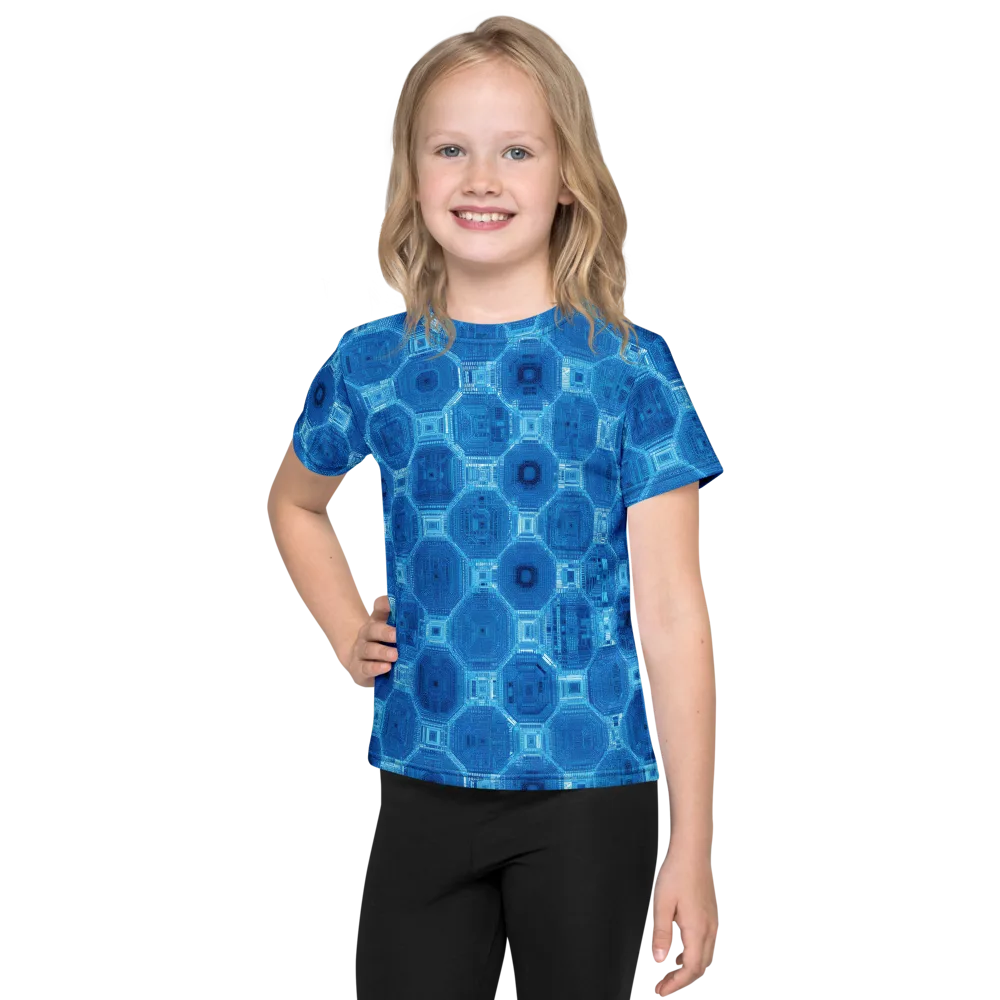 Cobalt Circuit on Kids Crew Neck T-Shirt — Front