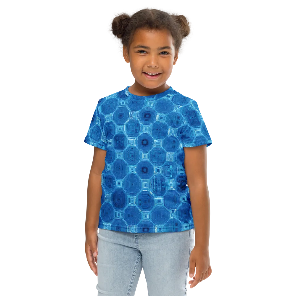 Cobalt Circuit on Kids Crew Neck T-Shirt — Front