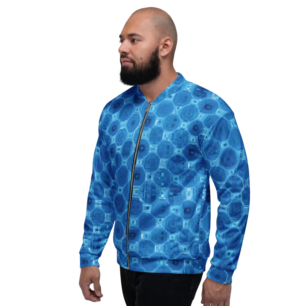 Cobalt Circuit on Bomber Jacket — Left
