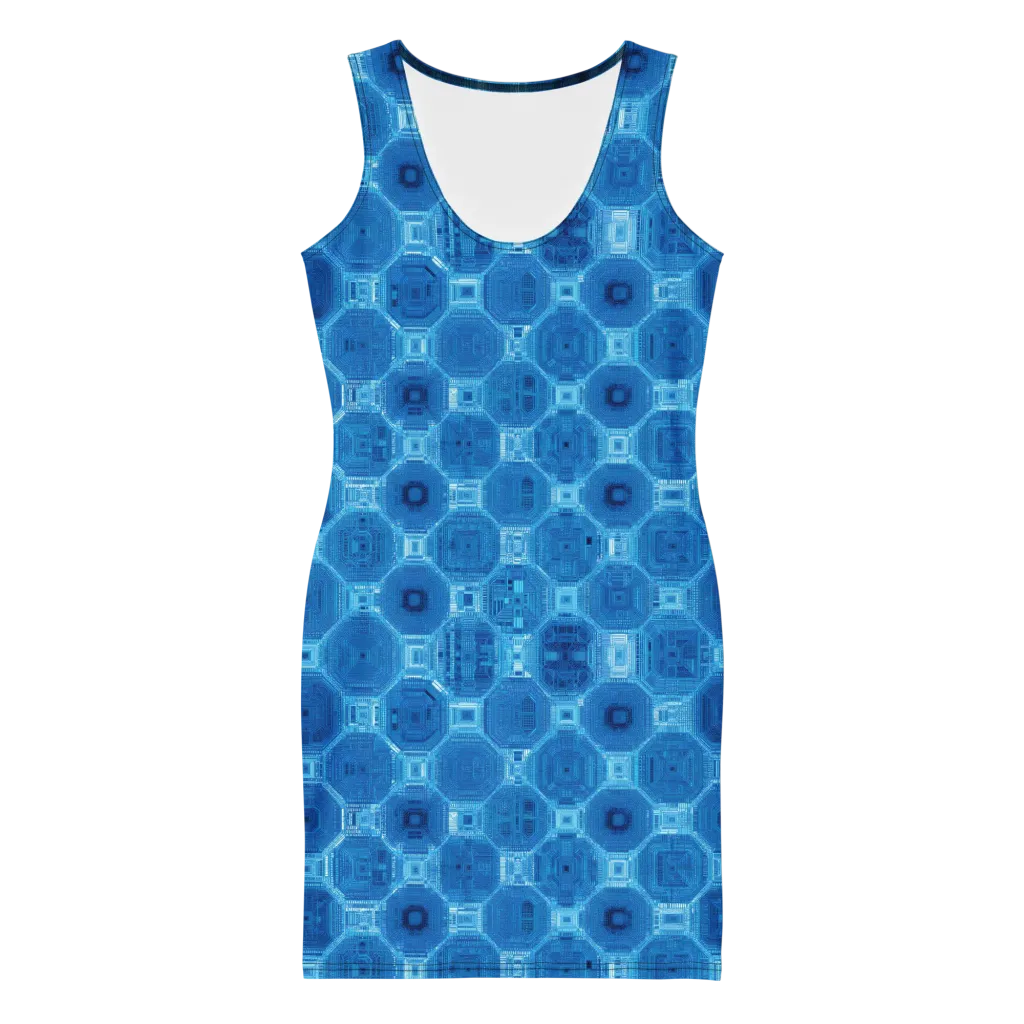Cobalt Circuit on Bodycon Dress — Front