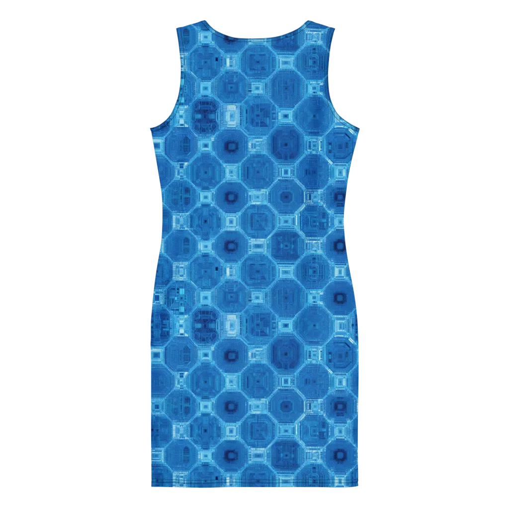 Cobalt Circuit on Bodycon Dress — Back