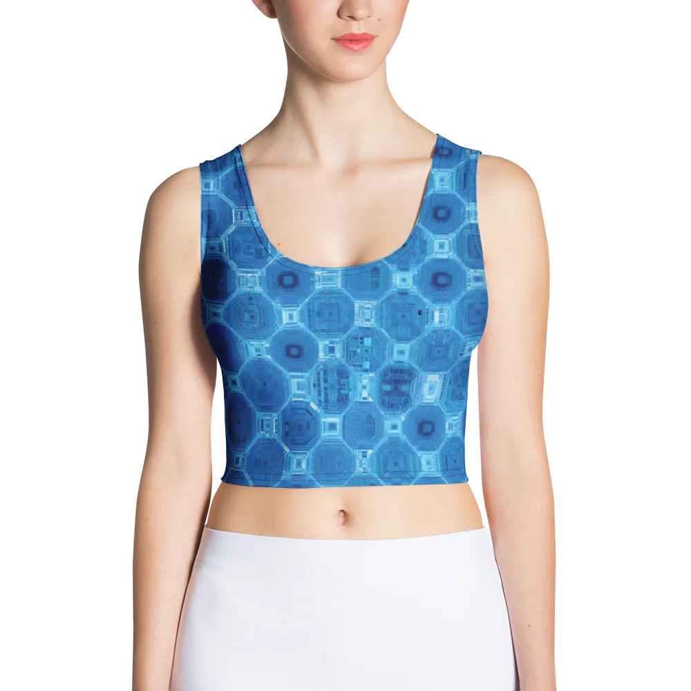 Cobalt Circuit on Crop Top — Front