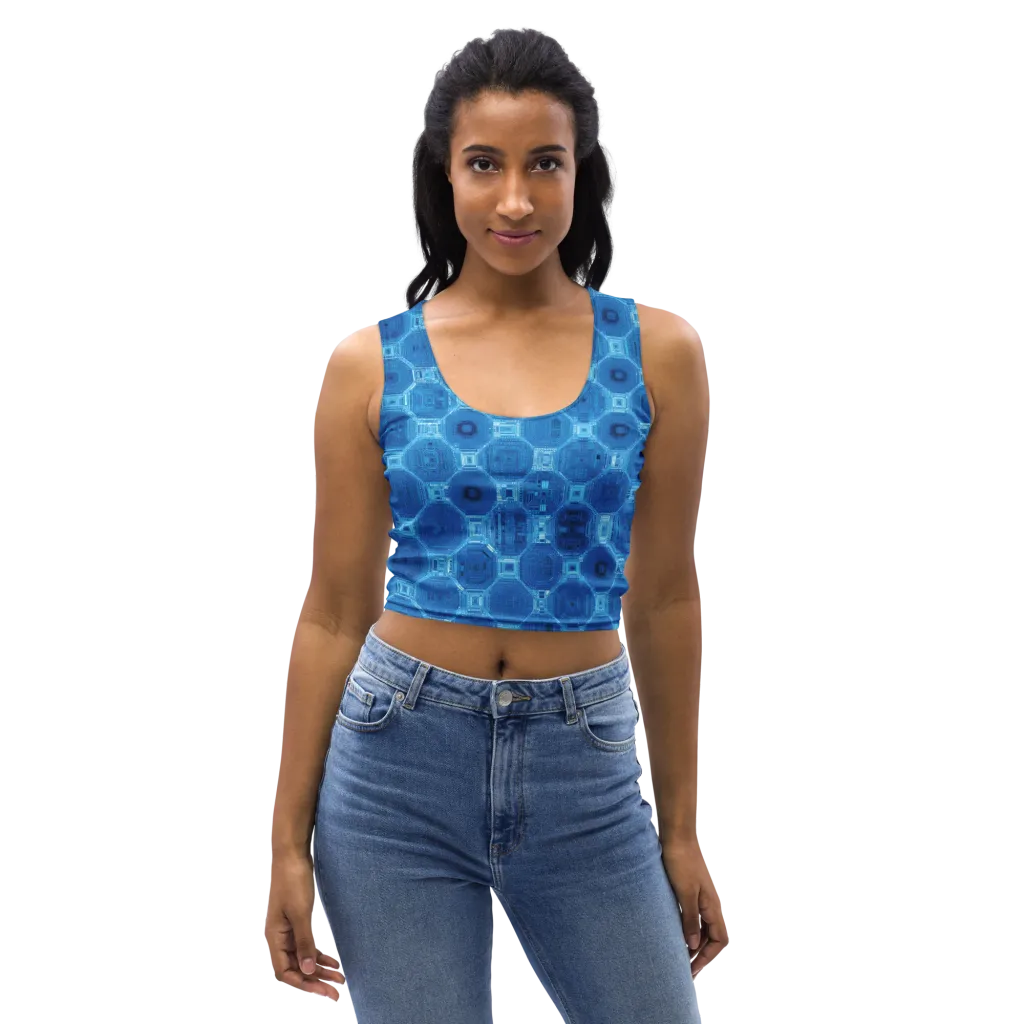 Cobalt Circuit on Crop Top — Front