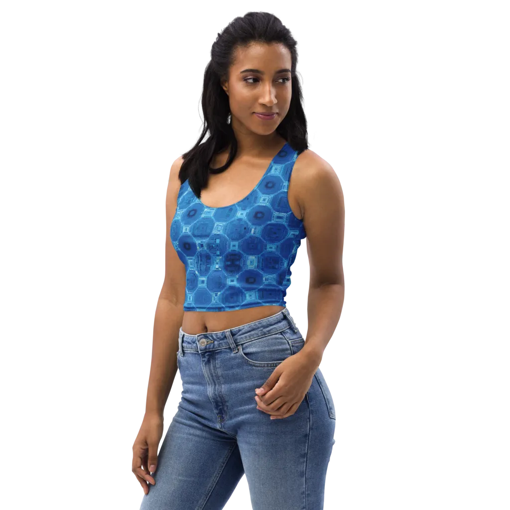 Cobalt Circuit on Crop Top — Left Front