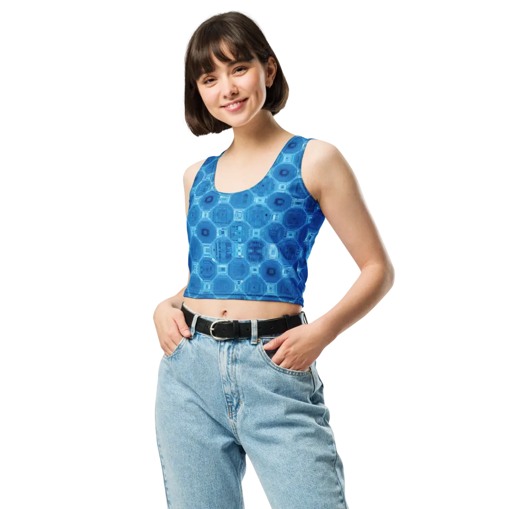 Cobalt Circuit on Crop Top — Front