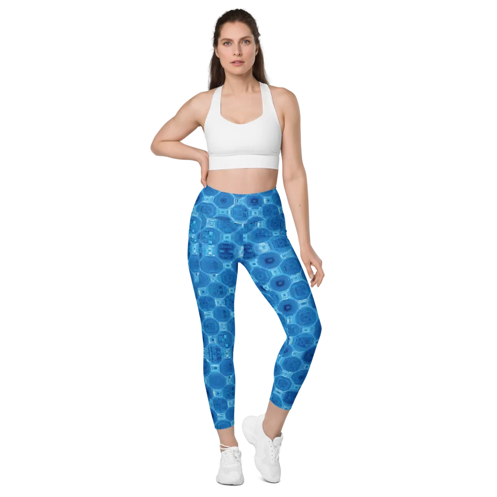 Cobalt Circuit on Leggings with Pockets — Front