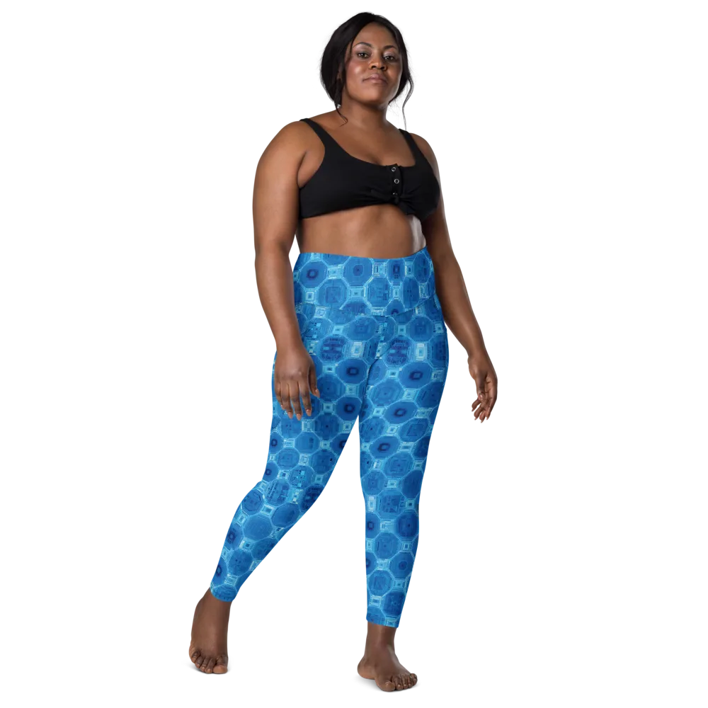 Cobalt Circuit on Leggings with Pockets — Front