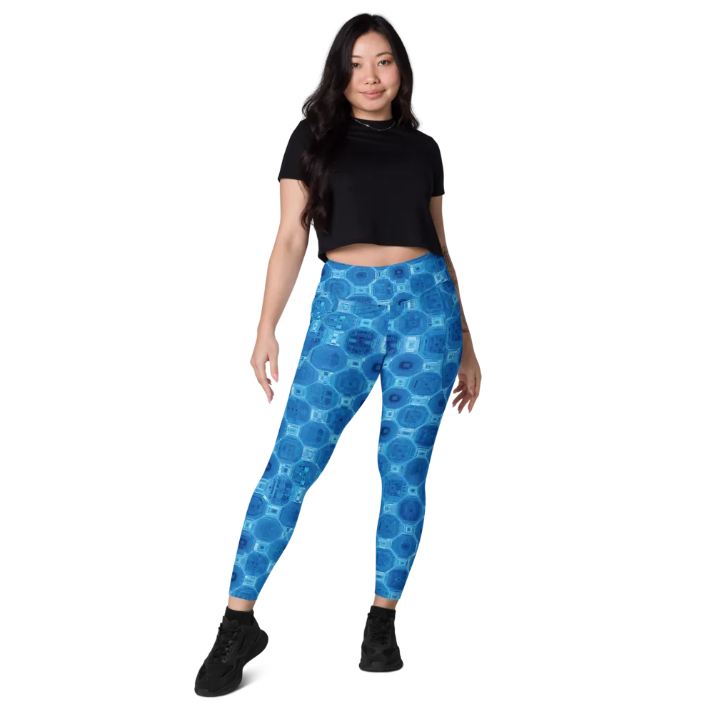 Cobalt Circuit on Leggings with Pockets — Front