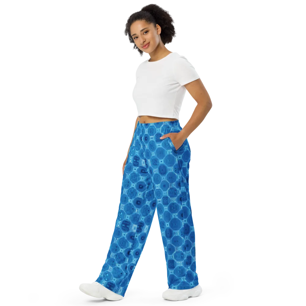 Cobalt Circuit on Wide-Leg Pants — Left Front