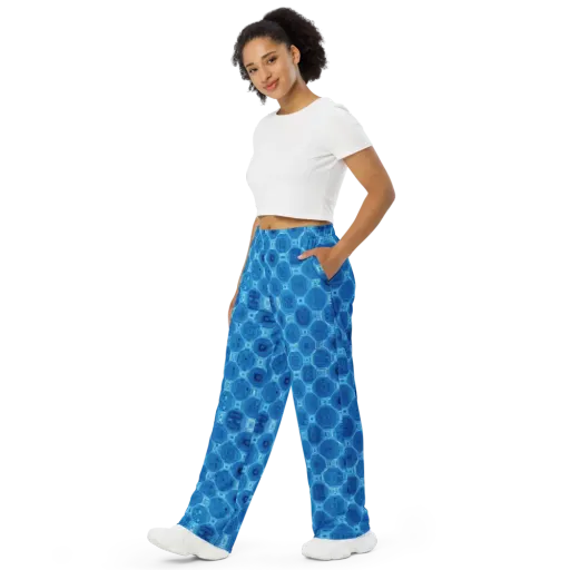Cobalt Circuit on a Wide-Leg Pants