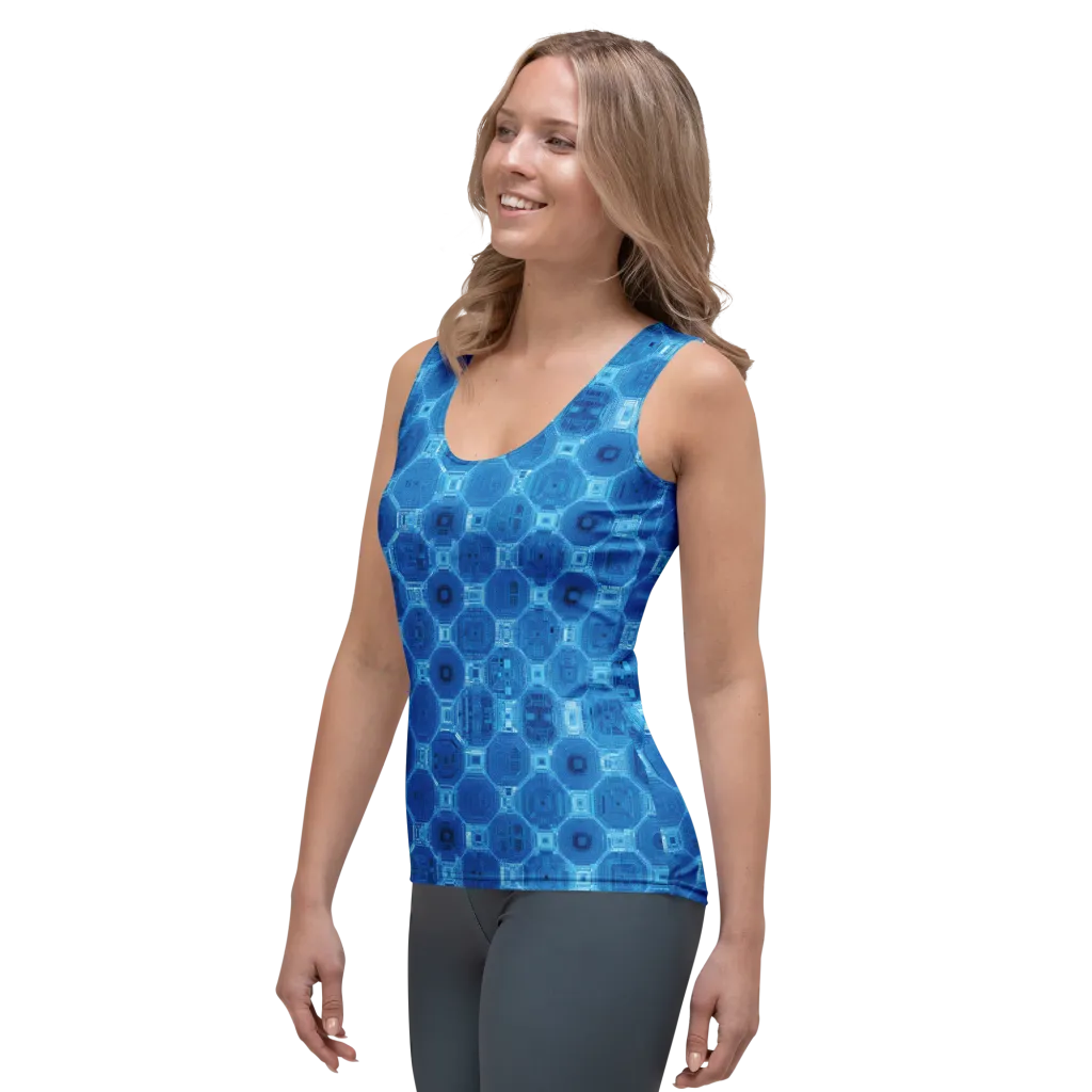 Cobalt Circuit on Women's Tank Top — Left Front