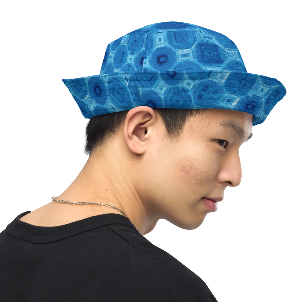 Cobalt Circuit on Reversible Bucket Hat — Right Outside