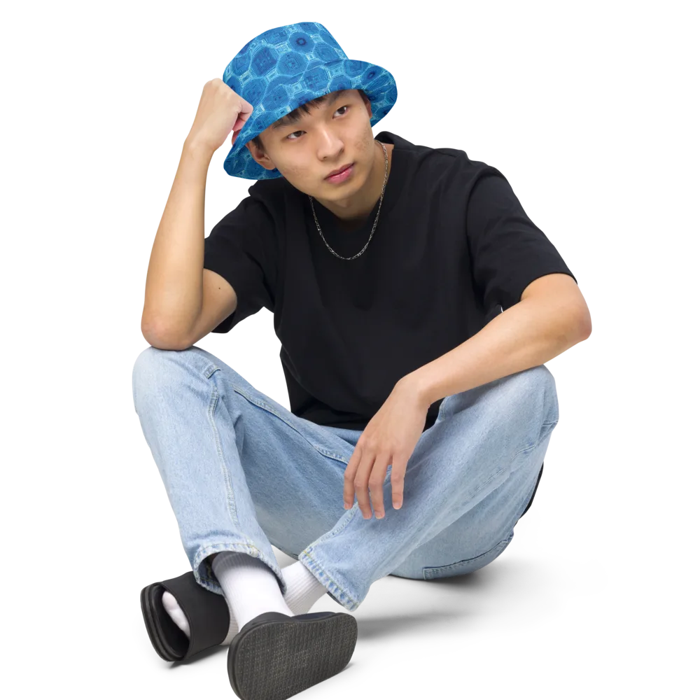 Cobalt Circuit on Reversible Bucket Hat — Front 2 Inside