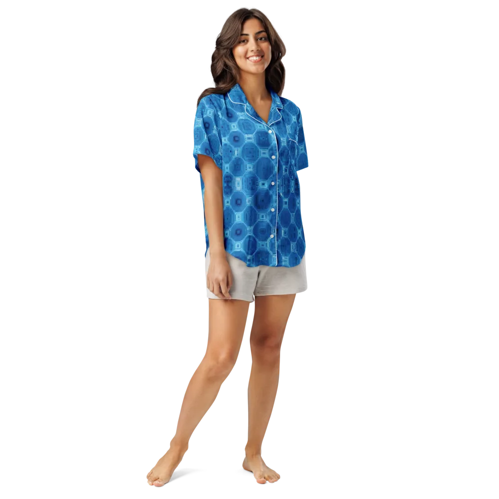 Cobalt Circuit on Women's Short Sleeve Pajama Top — Front