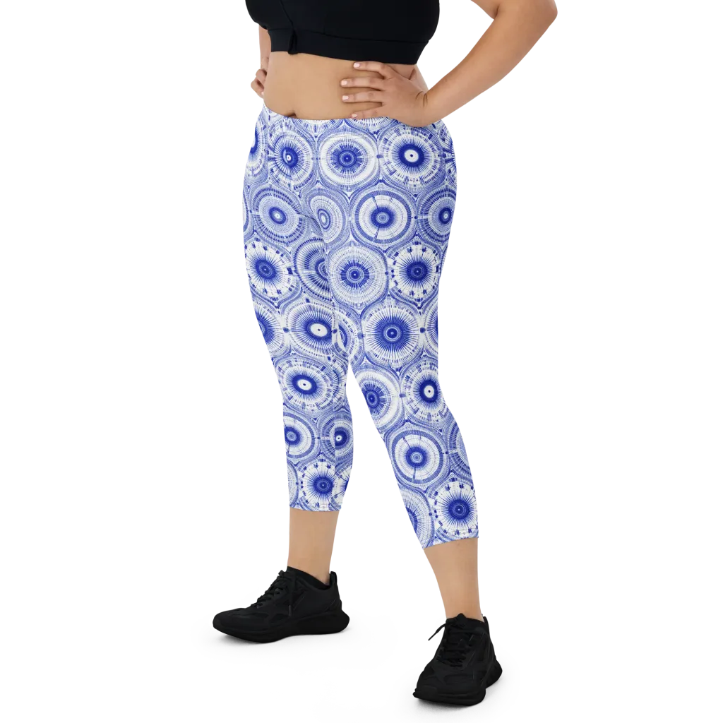Indigo Circuit on Capri Leggings — Front