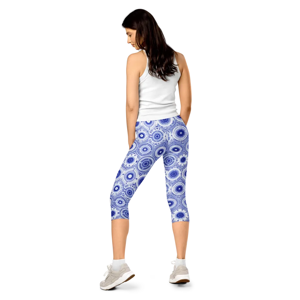 Indigo Circuit on Capri Leggings — Back