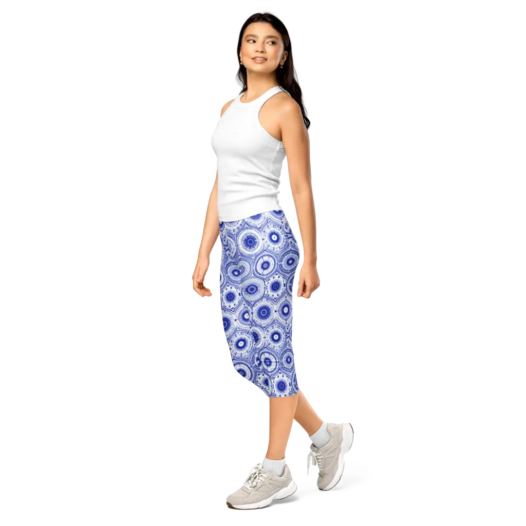 Indigo Circuit on Capri Leggings — Left Front