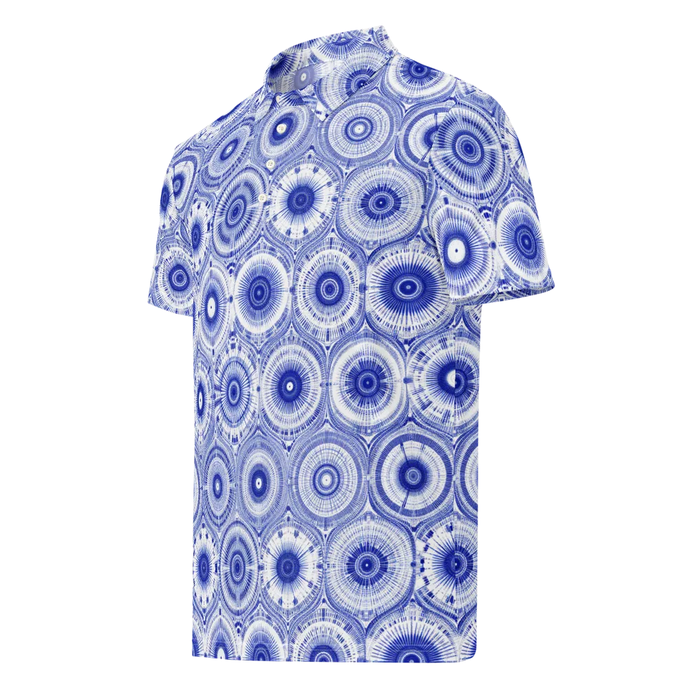 Indigo Circuit on Men's Slim Fit Polo Shirt — Left Front