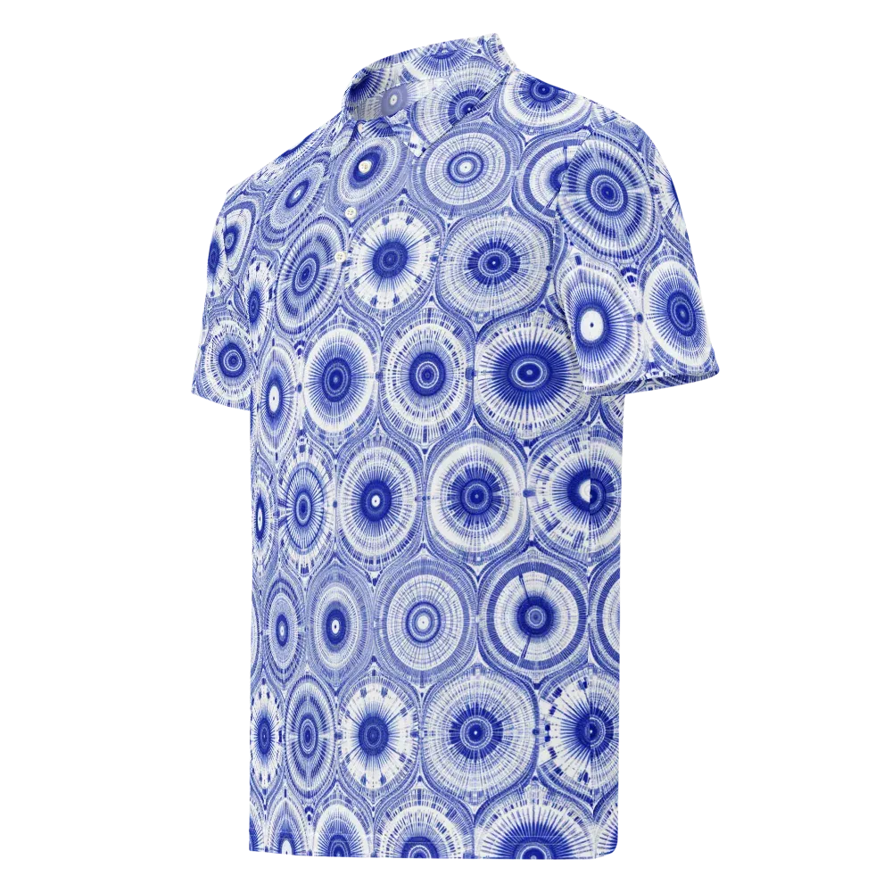 Indigo Circuit on Men's Slim Fit Polo Shirt — Left Front