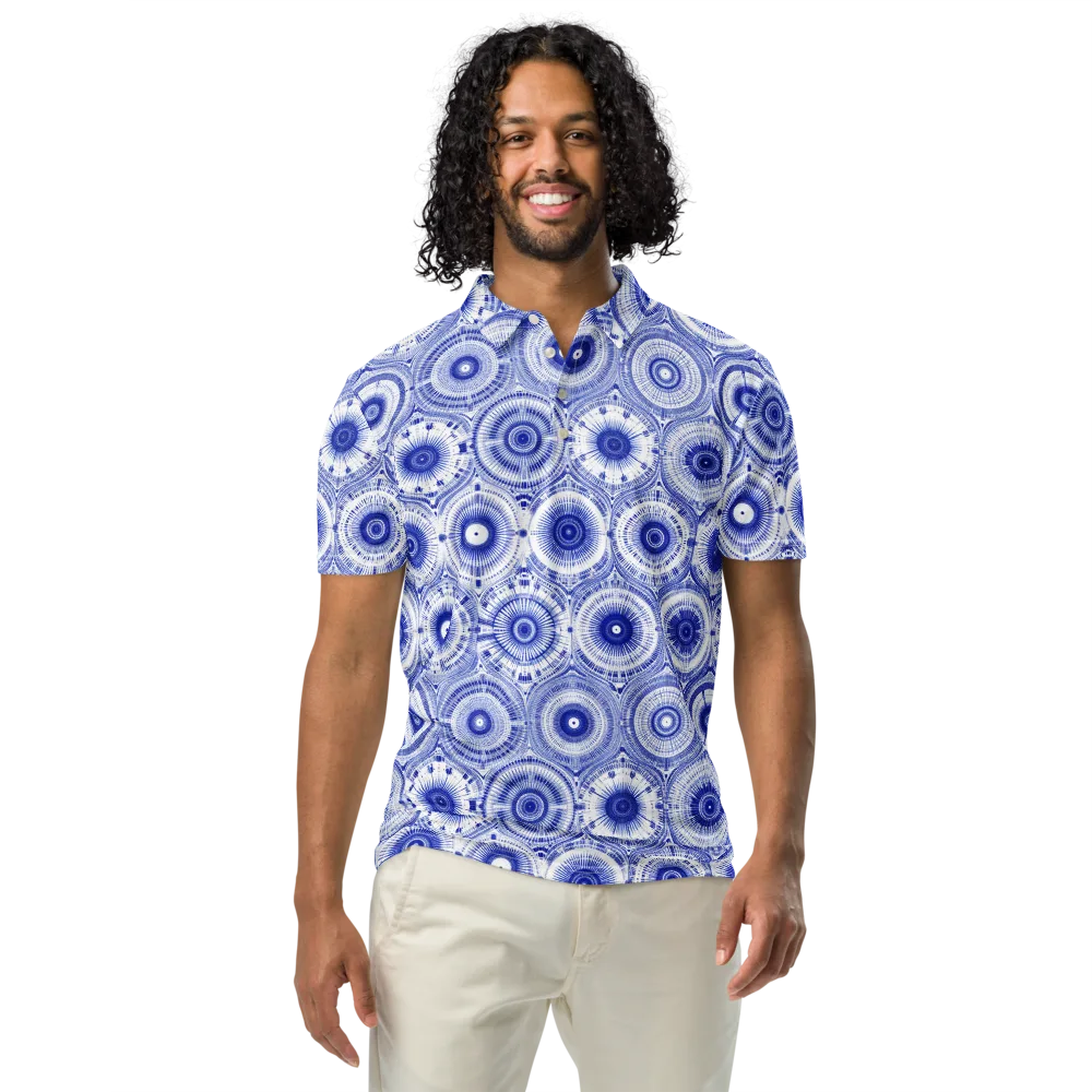 Indigo Circuit on Men's Slim Fit Polo Shirt — Front