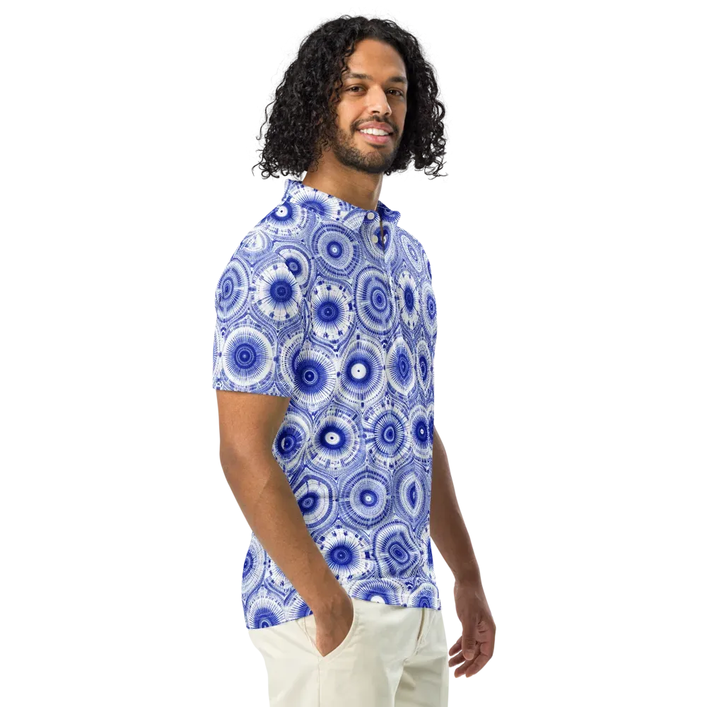 Indigo Circuit on Men's Slim Fit Polo Shirt — Right Front