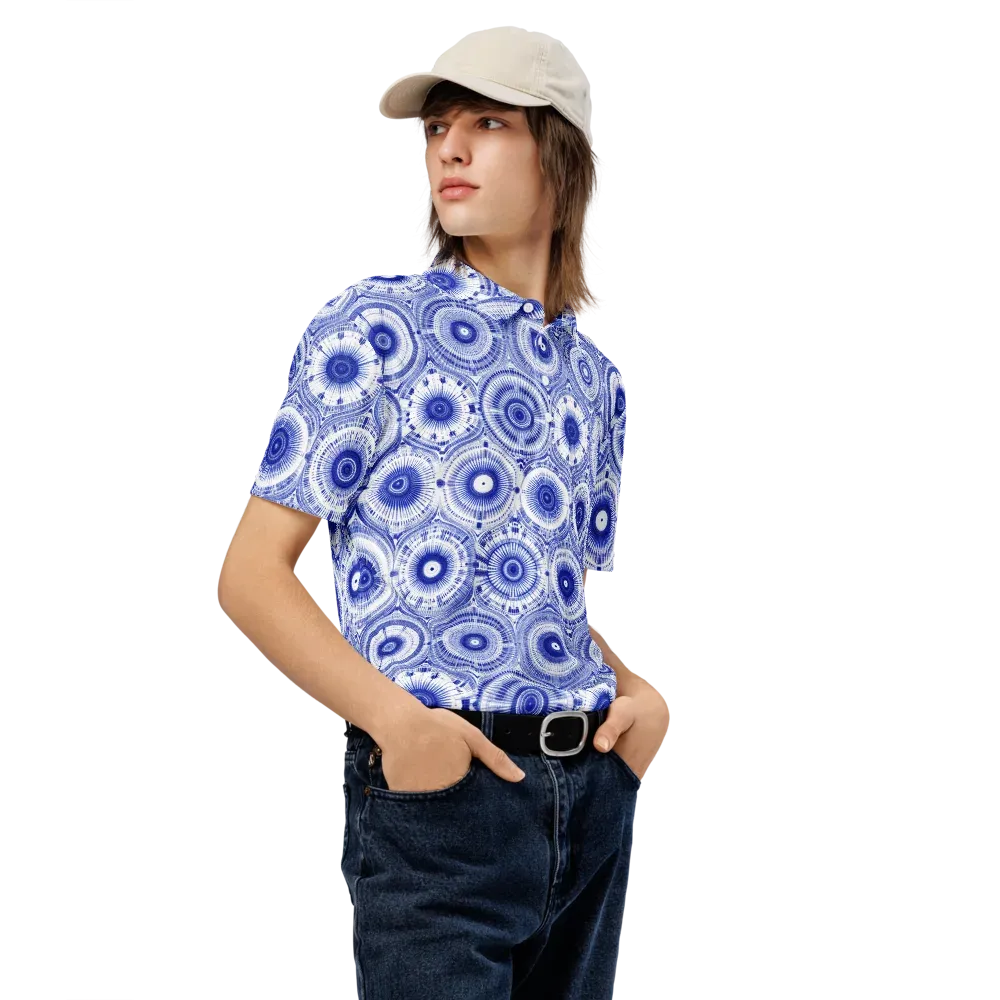 Indigo Circuit on Men's Slim Fit Polo Shirt — Right Front