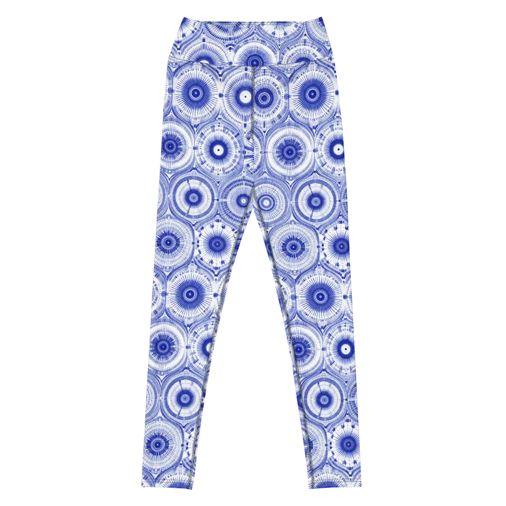 Indigo Circuit on Yoga Leggings — Front