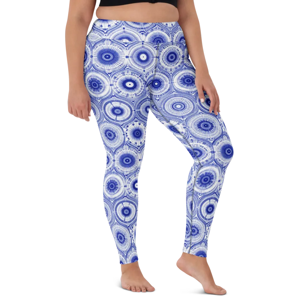 Indigo Circuit on Yoga Leggings — Front