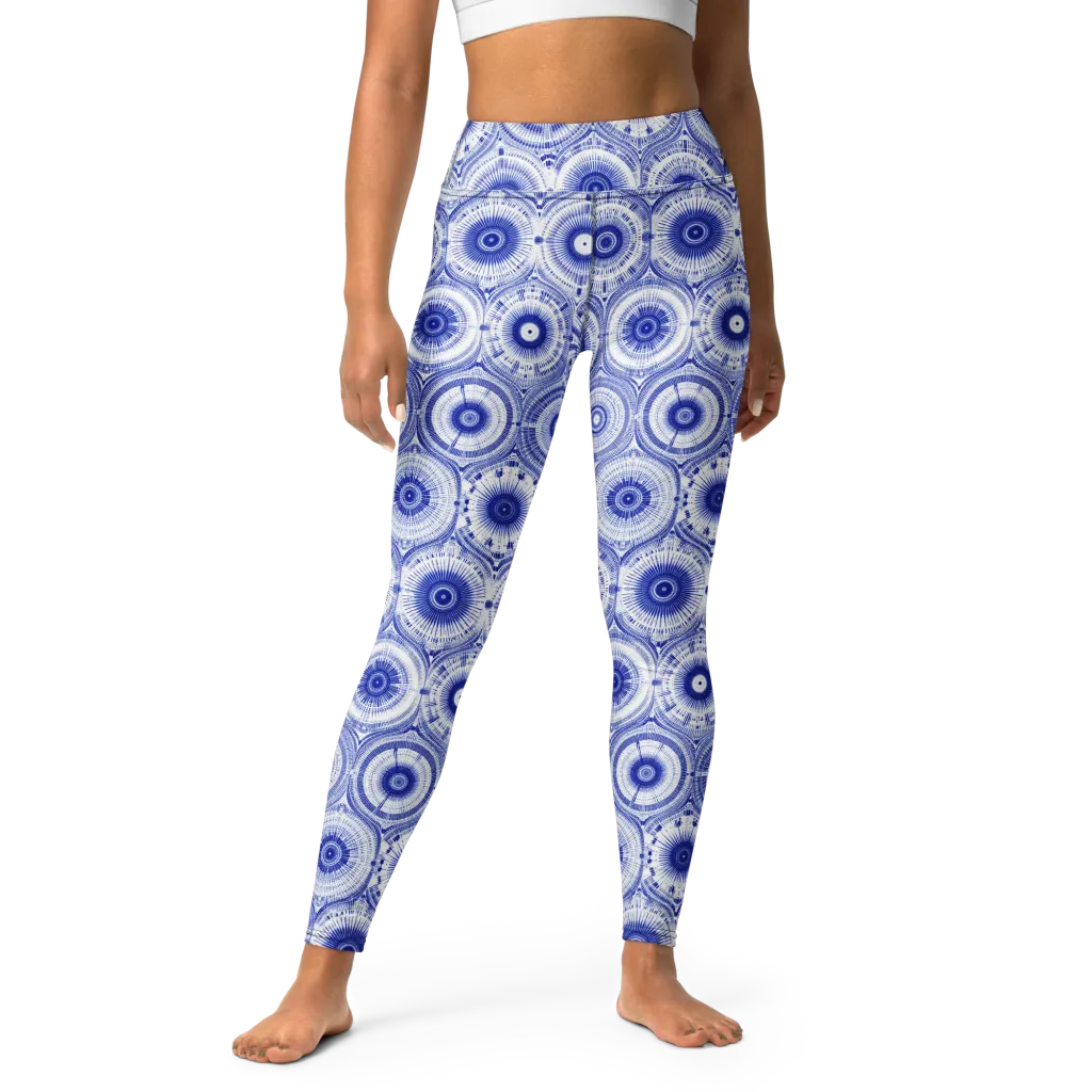 Indigo Circuit on Yoga Leggings — Front