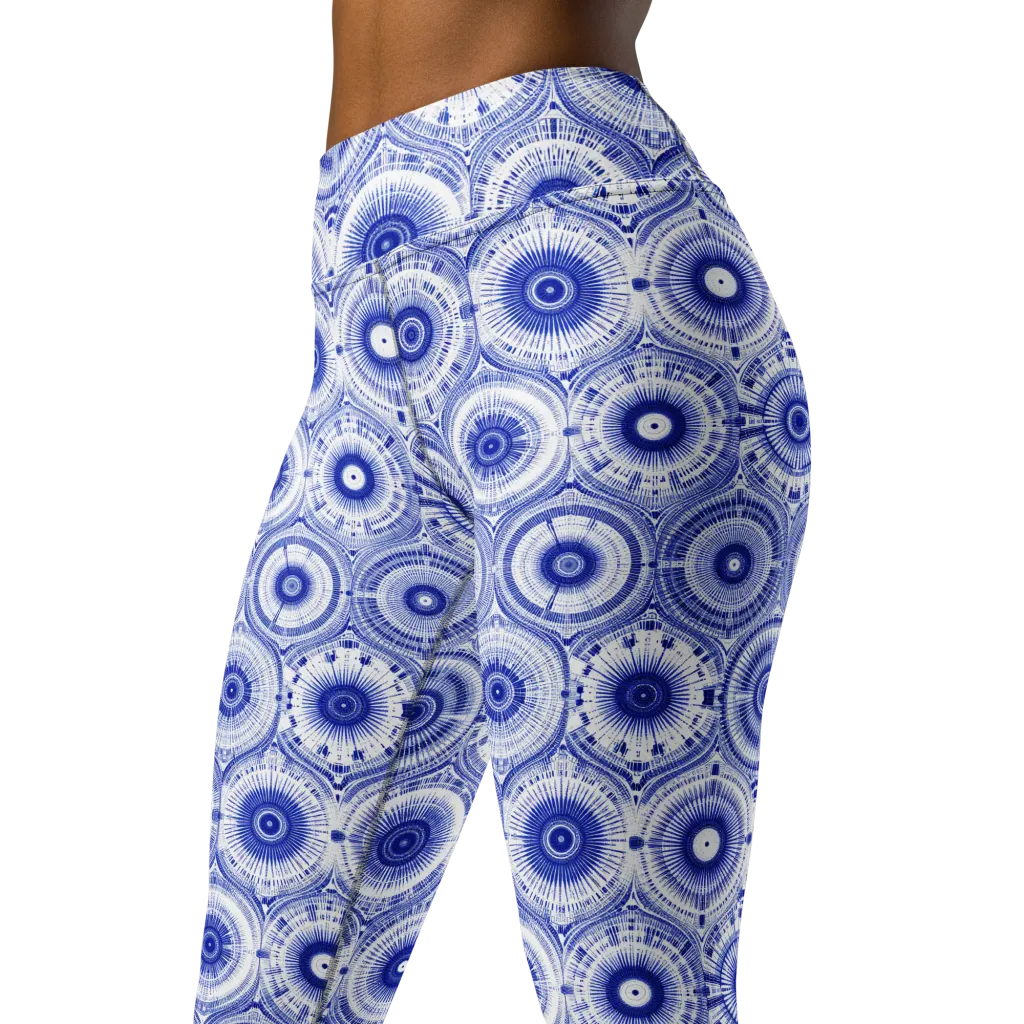 Indigo Circuit on Yoga Leggings — Left Front