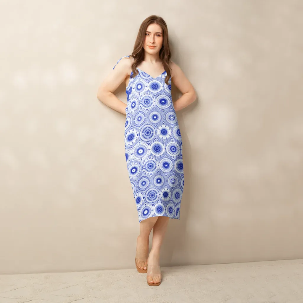 Indigo Circuit on Slip Dress — Front